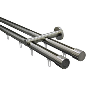 Gardinenstangen-Set Isa 2-Lauf Ø 20 mm Edelstahl-Optik