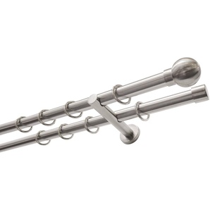 Gardinenstangen-Set Kugel 2-Lauf Ø 20 mm Edelstahloptik