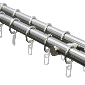 Gardinenstangen-Set Zylinder 2-Lauf Ø 20 mm Edelstahloptik