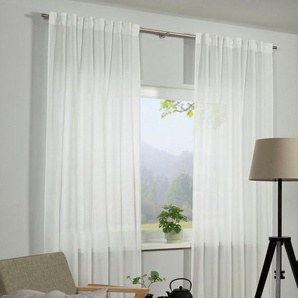 GARDINIA Gardine GRS Schal Zen Silence mit Gardinenband, (1 St), blickdicht, blickdicht, Kunststoff, Stoff aus 50 % recyceltes Polyester
