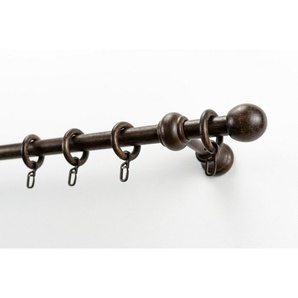 GARESA Gardinenstange BAROCK, Ø 20 mm, 1-läufig, Wunschmaßlänge, mit Bohren, verschraubt, Holzwerkstoff, Vorhanggarnitur, reine Holzgarnitur, verlängerbar, mit Ringe