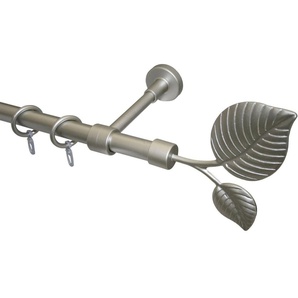GARESA Gardinenstange BLATT, Ø 20 mm, 1-läufig, Wunschmaßlänge, mit Bohren, verschraubt, Kunststoff, Metall, Vorhanggarnitur, Kunststoff, verlängerbar, mit Ringe