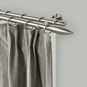 GARESA Gardinenstange CARTOUCHE, 2-läufig, Wunschmaßlänge, mit Bohren, verschraubt, Metall, Vorhanggarnitur, verlängerbar, Wandmontage, edelstahl optik