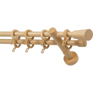 GARESA Gardinenstange CLASSICO MOLIS, 2-läufig, Wunschmaßlänge, mit Bohren, verschraubt, Vorhanggarnitur, verlängerbar, Wandmontage, Keil, mit Ringe und Haken