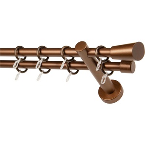 GARESA Gardinenstange CLASSICO MOLIS, 2-läufig, Wunschmaßlänge, mit Bohren, verschraubt, Vorhanggarnitur, verlängerbar, Wandmontage, Keil, mit Ringe und Haken