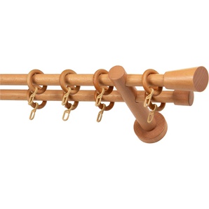 GARESA Gardinenstange CLASSICO MOLIS, 2-läufig, Wunschmaßlänge, mit Bohren, verschraubt, Vorhanggarnitur, verlängerbar, Wandmontage, Keil, mit Ringe und Haken
