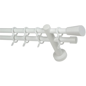 GARESA Gardinenstange CLASSICO MOLIS, 2-läufig, Wunschmaßlänge, mit Bohren, verschraubt, Vorhanggarnitur, verlängerbar, Wandmontage, Keil, mit Ringe und Haken