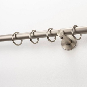 GARESA Gardinenstange EASY, Ø 20 mm, 1-läufig, Wunschmaßlänge, mit Bohren, verschraubt, Aluminium, Vorhanggarnitur, verlängerbar, Endk. M. Ausschnitt, Alu, m. Ringe