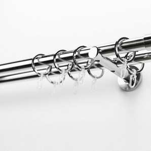 GARESA Gardinenstange EASY, Ø 20 mm, 2-läufig, Wunschmaßlänge, mit Bohren, verschraubt, Aluminium, Vorhanggarnitur, verlängerbar, Endk. mit 3 Löcher, Alu, m. Ringe