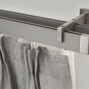 GARESA Gardinenstange FLAT, 2-läufig, Wunschmaßlänge, verschraubt, Aluminium, Rechteckprofil, Wandmontage, perfekter Lauf, modern, verlängerbar