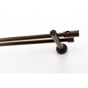 GARESA Gardinenstange PANDRI, Ø 20 mm, 2-läufig, Wunschmaßlänge, mit Bohren, verschraubt, Holz, Vorhanggarnitur, verlängerbar, gerader Knopf mit Ausschnitt