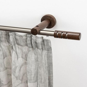GARESA Gardinenstange PEMPIA, Ø 20 mm, 1-läufig, Wunschmaßlänge, mit Bohren, verschraubt, Holz, Metall, Vorhanggarnitur, verlängerbar, Knopf m.Ausschnitte