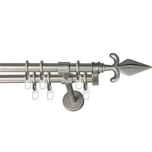 GARESA Gardinenstange RUSTIKA, Ø 16 mm, 2-läufig, Wunschmaßlänge, verschraubt, Metall, rustikale Vorhanggarnitur, verlängerbar, m. Ringe, Endknopf Pfeil
