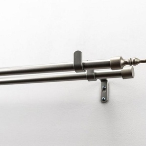GARESA Gardinenstange SHEET mit offenem Träger, Ø 16 mm, 2-läufig, Wunschmaßlänge, mit Bohren, verschraubt, Metall, Vorhanggarnitur, verlängerbar, Knopf mit Blätter, ohne Ringe