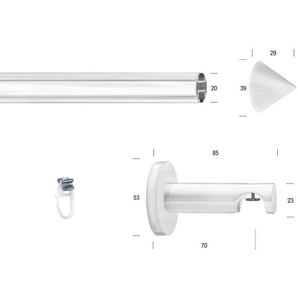 GARESA Gardinenstange WHITE, Ø 20 mm, 1-läufig, Wunschmaßlänge, verschraubt, Eisen, Vorhanggarnitur, Innenlauf, verlängerbar, Wandmontage, Endknopf Spitze