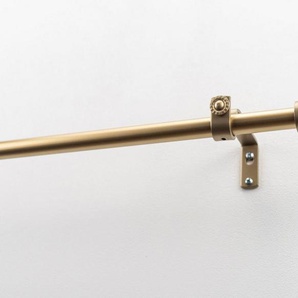 GARESA Gardinenstange ZYLI mit offenem Träger, 1-läufig, Wunschmaßlänge, mit Bohren, verschraubt, Holz, Metall, Vorhanggarnitur, verlängerbar, Knopf abgeschrägt, ohne Ringe