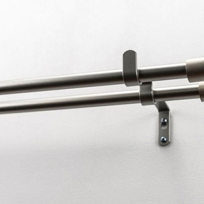 GARESA Gardinenstange ZYLI mit offenem Träger, 2-läufig, Wunschmaßlänge, mit Bohren, verschraubt, Holz, Metall, Vorhanggarnitur, verlängerbar, Knopf abgeschrägt, ohne Ringe