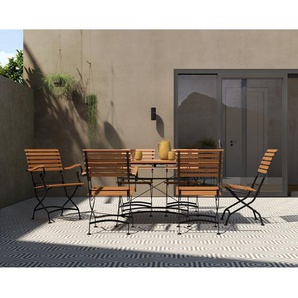 Garten-Ausziehtisch Tischplatte: Massivholz Akazie, geölt Gestell: Stahl, pulverbeschichtet 110 x 75 x 90cm Braun