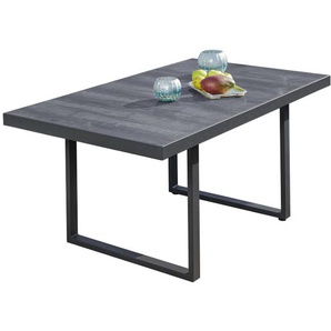 Garten-Couchtisch Bern/Keramo, Aluminiumgestell in grau, Platte Keramik in Holz-Nachbildung grau