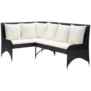 Garten-Ecksofa 2-tlg. Poly Rattan Schwarz