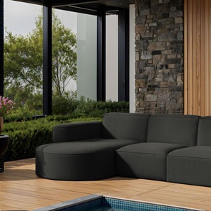 Garten Ecksofa SUNDAY in wetterfester Stoff ART-N Anthrazit Ottomane Links