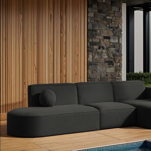 Garten Ecksofa SUNDAY in wetterfester Stoff ART-N Anthrazit Ottomane Rechts