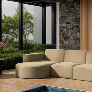 Garten Ecksofa SUNDAY in wetterfester Stoff ART-N Beige Ottomane Links