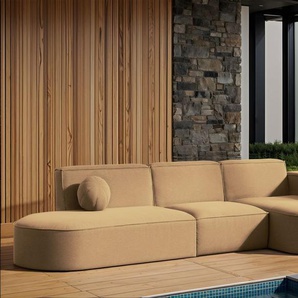 Garten Ecksofa SUNDAY in wetterfester Stoff ART-N Caramel Ottomane Rechts