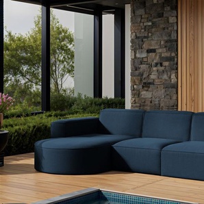 Garten Ecksofa SUNDAY in wetterfester Stoff ART-N Dunkelblau Ottomane Links