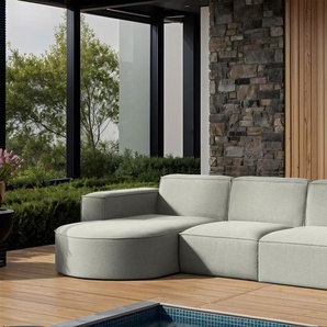 Garten Ecksofa SUNDAY in wetterfester Stoff ART-N Hellgrau Ottomane Links