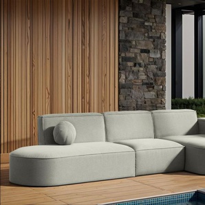 Garten Ecksofa SUNDAY in wetterfester Stoff ART-N Hellgrau Ottomane Rechts