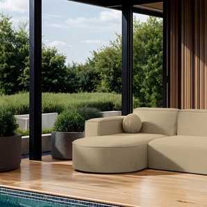 Garten Ecksofa SUNDAY XS in wetterfester Stoff ART-N Beige Ottomane Links