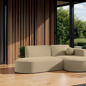 Garten Ecksofa SUNDAY XS in wetterfester Stoff ART-N Beige Ottomane Rechts