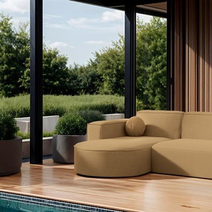 Garten Ecksofa SUNDAY XS in wetterfester Stoff ART-N Caramel Ottomane Links