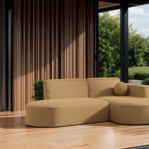 Garten Ecksofa SUNDAY XS in wetterfester Stoff ART-N Caramel Ottomane Rechts