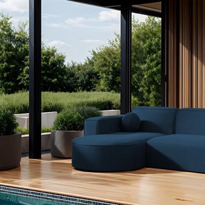 Garten Ecksofa SUNDAY XS in wetterfester Stoff ART-N Dunkelblau Ottomane Links