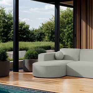 Garten Ecksofa SUNDAY XS in wetterfester Stoff ART-N Hellgrau Ottomane Links