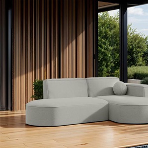 Garten Ecksofa SUNDAY XS in wetterfester Stoff ART-N Hellgrau Ottomane Rechts