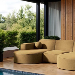 Garten Ecksofa U-Form SUNDAY in wetterfester Stoff ART-N Caramel