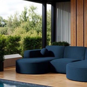 Garten Ecksofa U-Form SUNDAY in wetterfester Stoff ART-N Dunkelblau