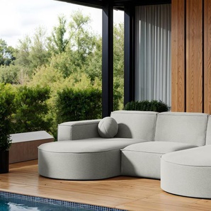 Garten Ecksofa U-Form SUNDAY in wetterfester Stoff ART-N Hellgrau