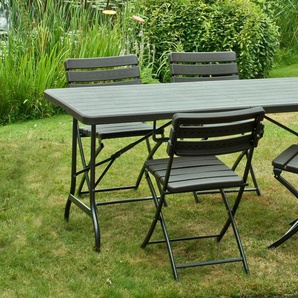 Garten-Essgruppe GARDEN PLEASURE TABORA, schwarz (schwarz, schwarz, schwarz), B:180cm H:81cm T:176cm, Kunststoff, Stahl, Sitzmöbel-Sets