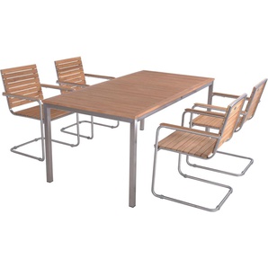 Garten-Essgruppe GARDEN PLEASURE Tischgruppe »DENVER Set 06« Sitzmöbel-Sets silberfarben (silber) Outdoor Möbel