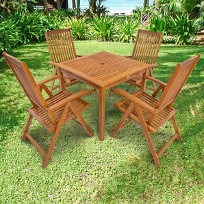 Garten-Essgruppe INDOBA Sun Shine Sitzmöbel-Sets Gr. aufklappbar + verstellbare Rückenlehne, beige (natur, natur, natur) Outdoor Möbel