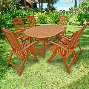 Garten-Essgruppe INDOBA Sun Shine Sitzmöbel-Sets Gr. aufklappbar + verstellbare Rückenlehne, beige (natur, natur, natur) Outdoor Möbel