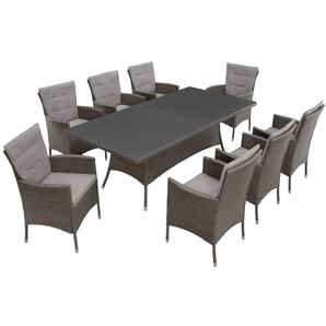 KONIFERA Garten-Essgruppe Mailand, (25 tlg.), 8 Sessel, Tisch 200x100 cm, Polyrattan. Gratis-Zugabe: 1 Schutzhülle