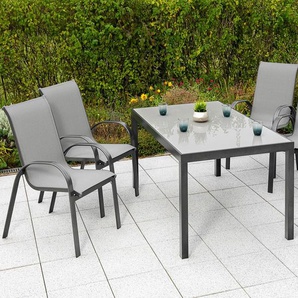 Garten-Essgruppe MERXX Amalfi Sitzmöbel-Sets Gr. Polyester, grau (anthrazit, anthrazit, grafit) Outdoor Möbel