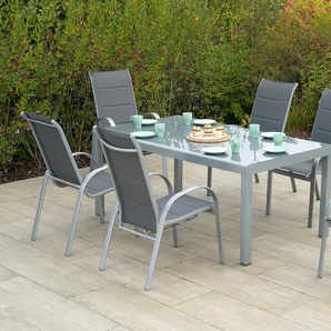 Garten-Essgruppe MERXX Amalfi Sitzmöbel-Sets Gr. Polyester, silberfarben (silber, grau) Outdoor Möbel