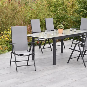 Garten-Essgruppe MERXX »Amalfi« Sitzmöbel-Sets grau (grau, grau, graphit) Outdoor Möbel