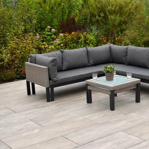 Garten-Essgruppe MERXX Amantea Sitzmöbel-Sets Gr. Polyester, ausziehbar, beige (steinbeige, grau, grafit, natur) Outdoor Möbel